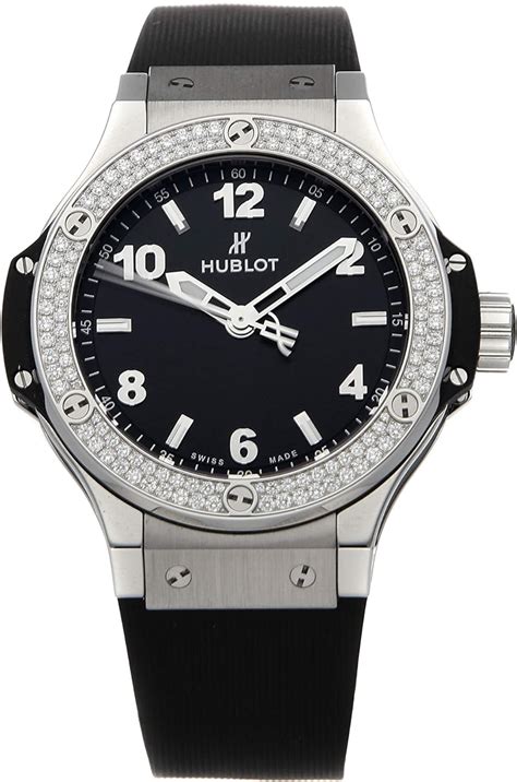 hublot big bang black dial diamond black rubber ladies watch|is Hublot big bang waterproof.